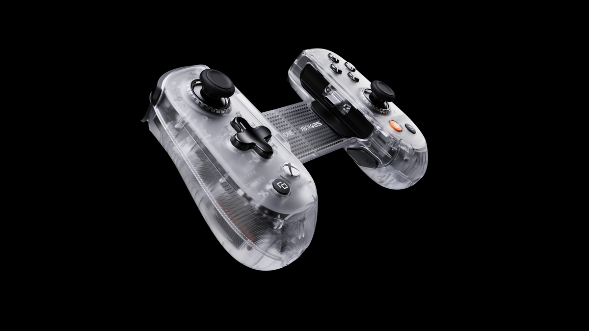 Crystal Clear Backbone Pro XBOX 25th Anniversary Edition Front Angled View