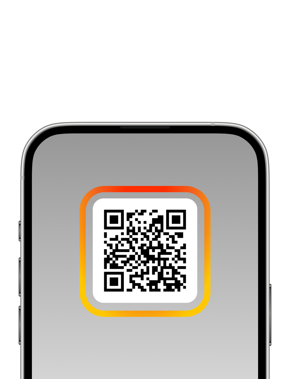 Phone displaying a pairing QR code framed in Backbone orange